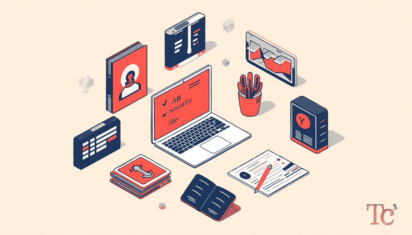 AI Security Risks: 4 Threats Every SMB Must Address 1 Business owner reviewing AI security risks and governance policies on laptop to protect company data