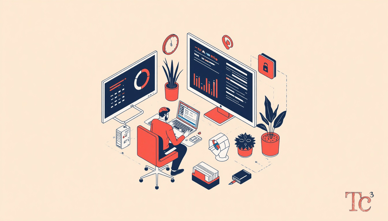 AI Agent Security Risks: 4 Exposures SMBs Must Control 1 Business owner reviewing AI agent security risks and monitoring dashboard to prevent unauthorized system access