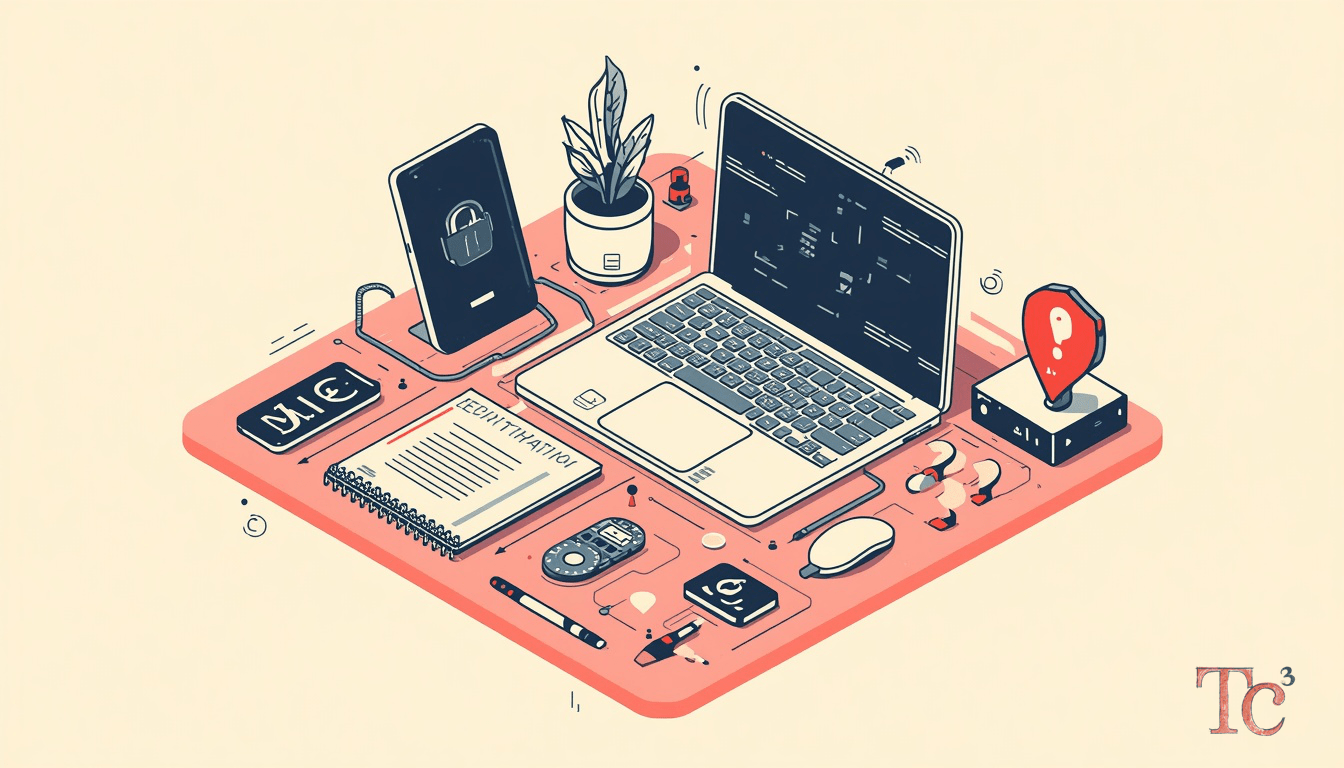 Illustration showing AI security risks with interconnected systems and vulnerability assessment concepts for SMB owners