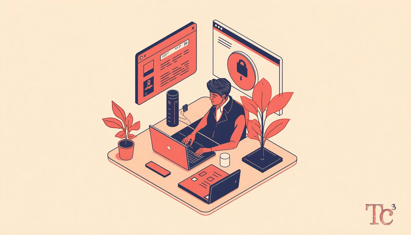 Data Extortion Response: 5 Steps to Protect Your Business 1 Business owner reviewing data extortion response plan on laptop with secure backup system visible in background
