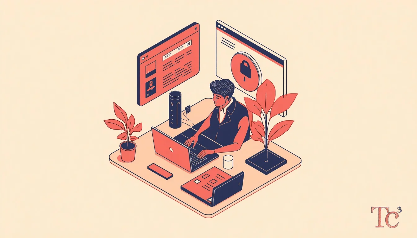 Data Extortion Response: 5 Steps to Protect Your Business 1 Business owner reviewing data extortion response plan on laptop with secure backup system visible in background