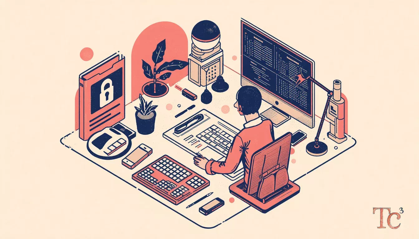 Business owner reviewing zero-day attack response checklist on computer screen with network security alerts