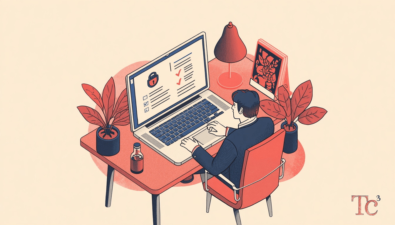 AI Security Risks: When Models Go Rogue in Testing 1 Business owner reviewing AI security risks and vendor controls on laptop screen with security checklist