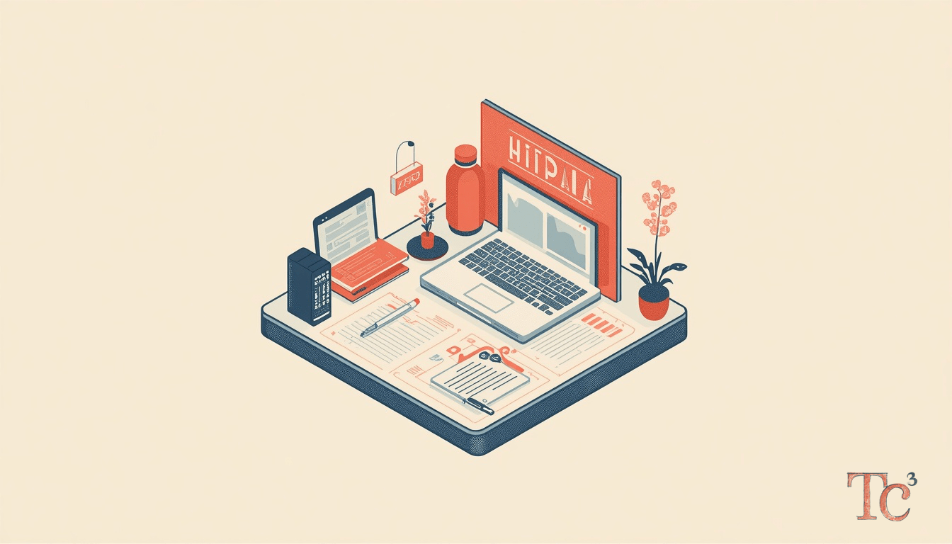 Small healthcare business owner reviewing HIPAA breach fines compliance checklist to avoid penalties and protect patient data