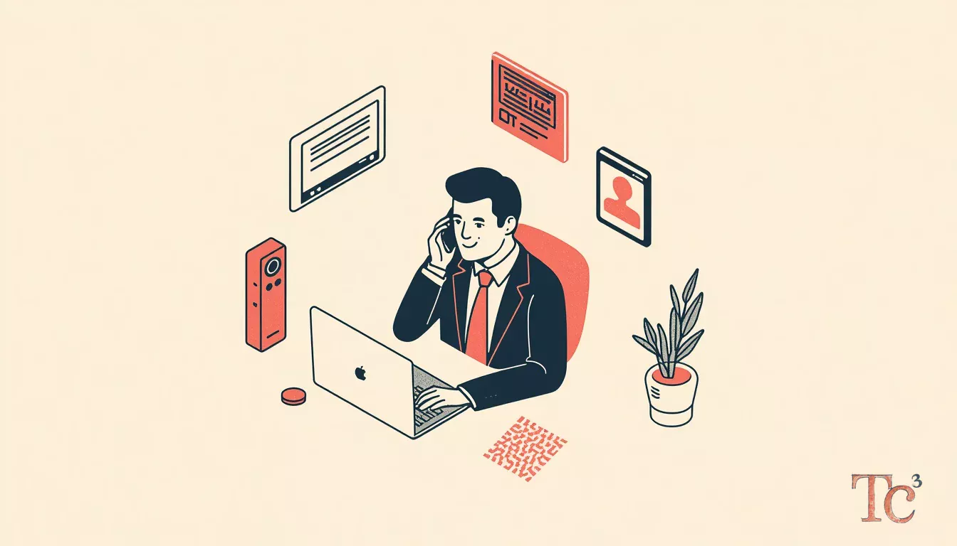 Business professional receiving voice phishing attack call with AI-generated voice impersonation attempt