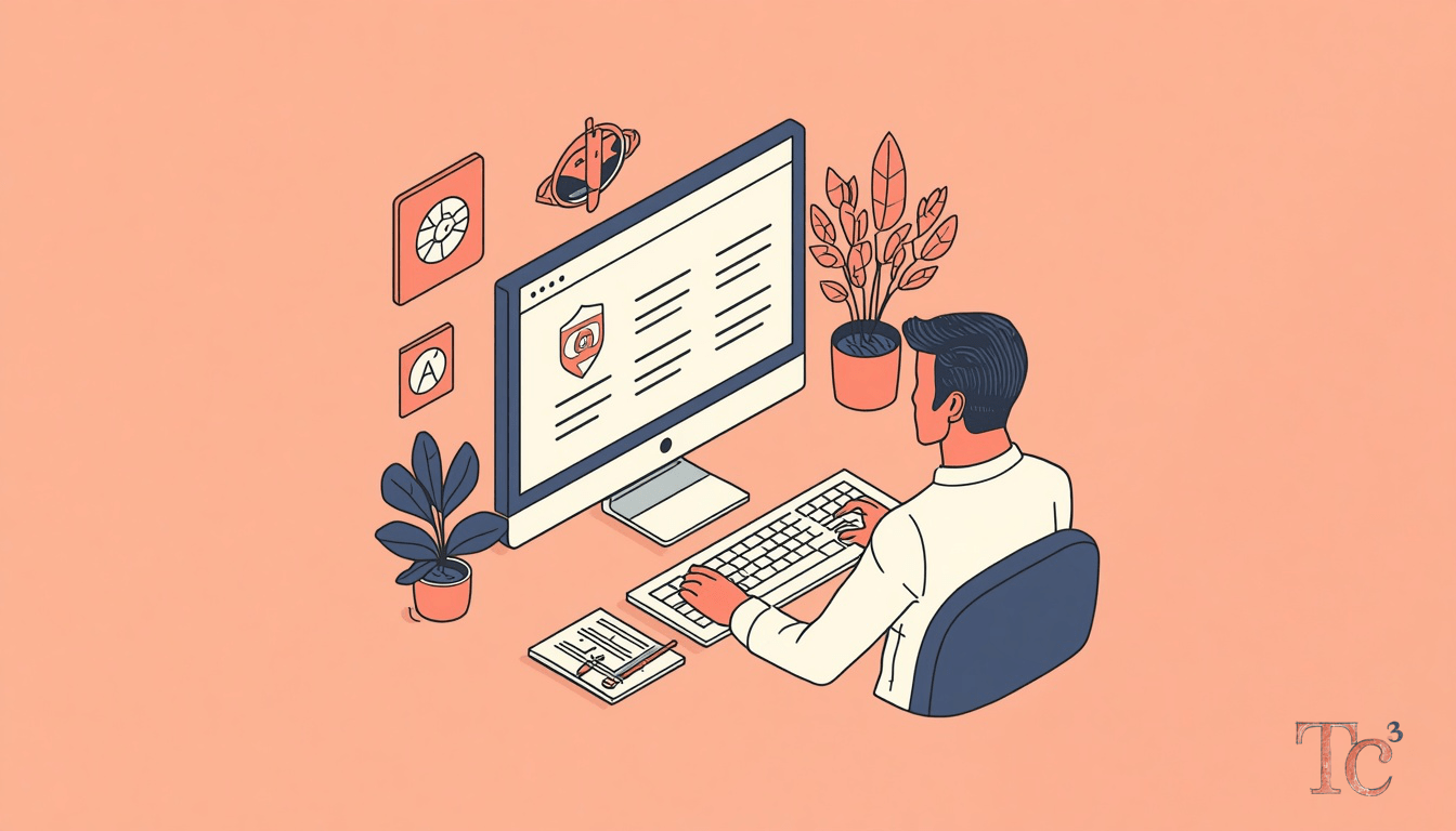 Business owner reviewing AI agent security risks and data protection policies on computer screen