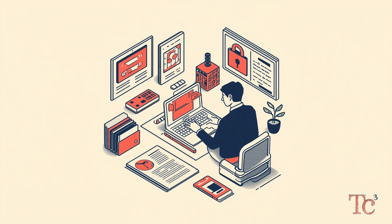 AI Security Risks: 5 Lessons from the Hugging Face Breach 1 Business owner reviewing AI security risks and vendor credentials on laptop to protect company data