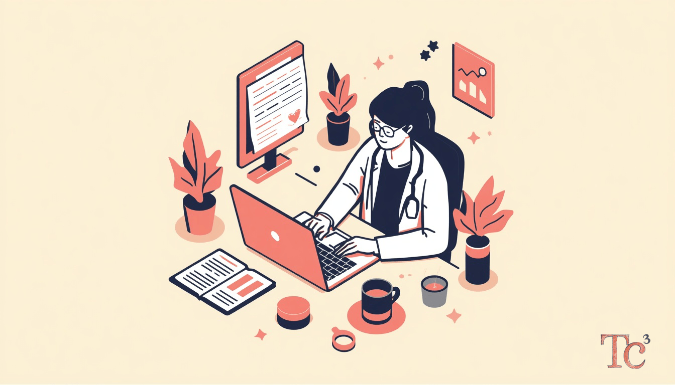 Healthcare professional reviewing HIPAA data breach fines compliance documentation on laptop