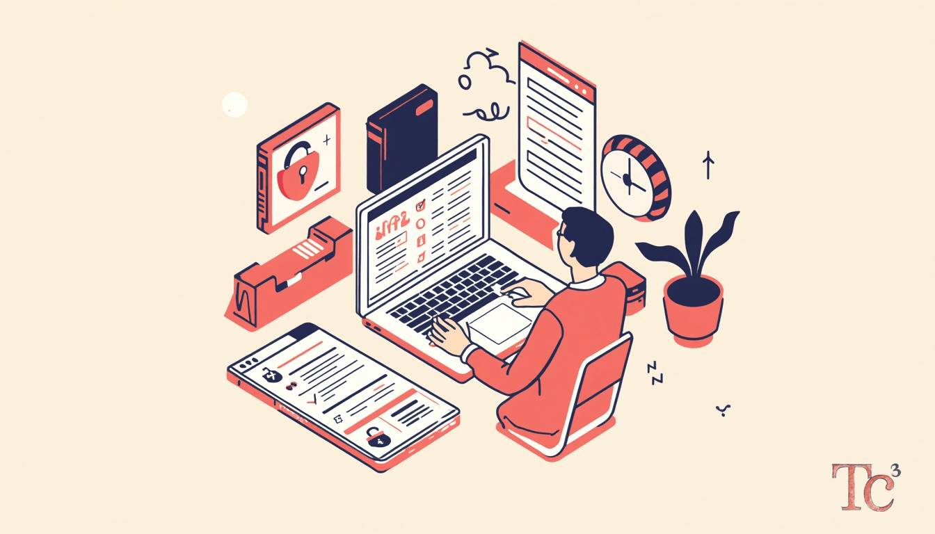 Microsoft Copilot Security Risks: 5 Things SMBs Must Know 1 Business owner reviewing Microsoft Copilot security risks on laptop with data protection checklist