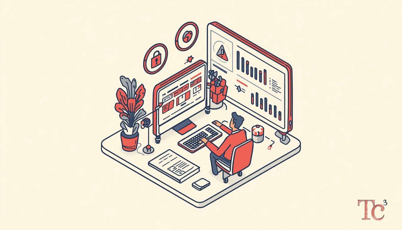 Undetected Breach Response: What SMBs Must Know 1 Business owner reviewing undetected breach response timeline and security monitoring controls on computer dashboard