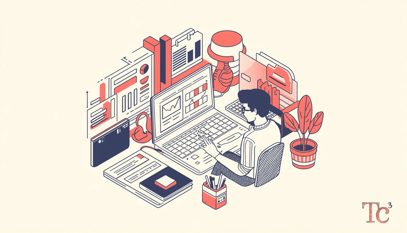 AI Workflow Security Risks: 4 Ways to Protect Your Data 1 Business owner reviewing AI workflow security risks on laptop with system integration diagram