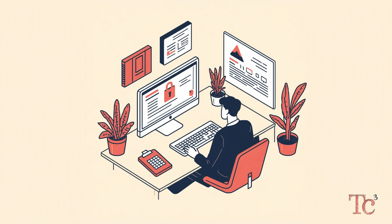 Device Code Phishing: 5 Steps to Protect Your Business 1 Business owner reviewing device code phishing protection steps on computer to secure Microsoft 365 accounts