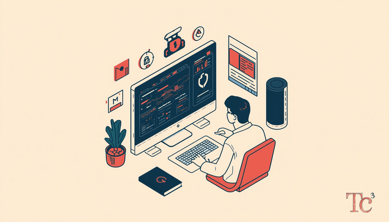 Zero-Day Vulnerability Response: 5 Steps for SMBs 1 IT professional reviewing zero-day vulnerability response procedures on computer screen showing security alert dashboard